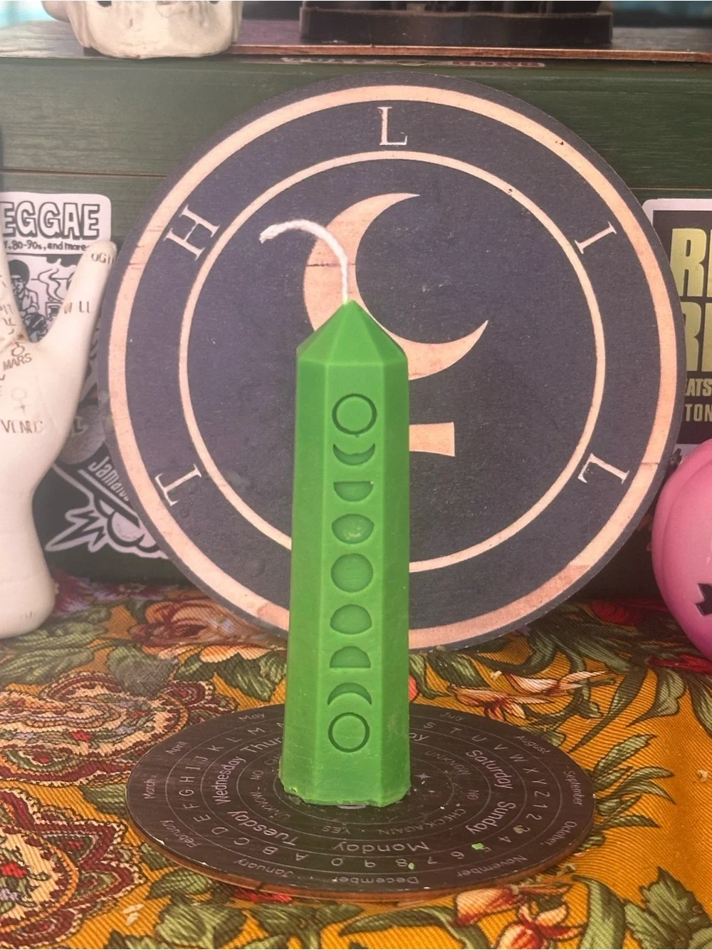 Green Moon Phase Candle